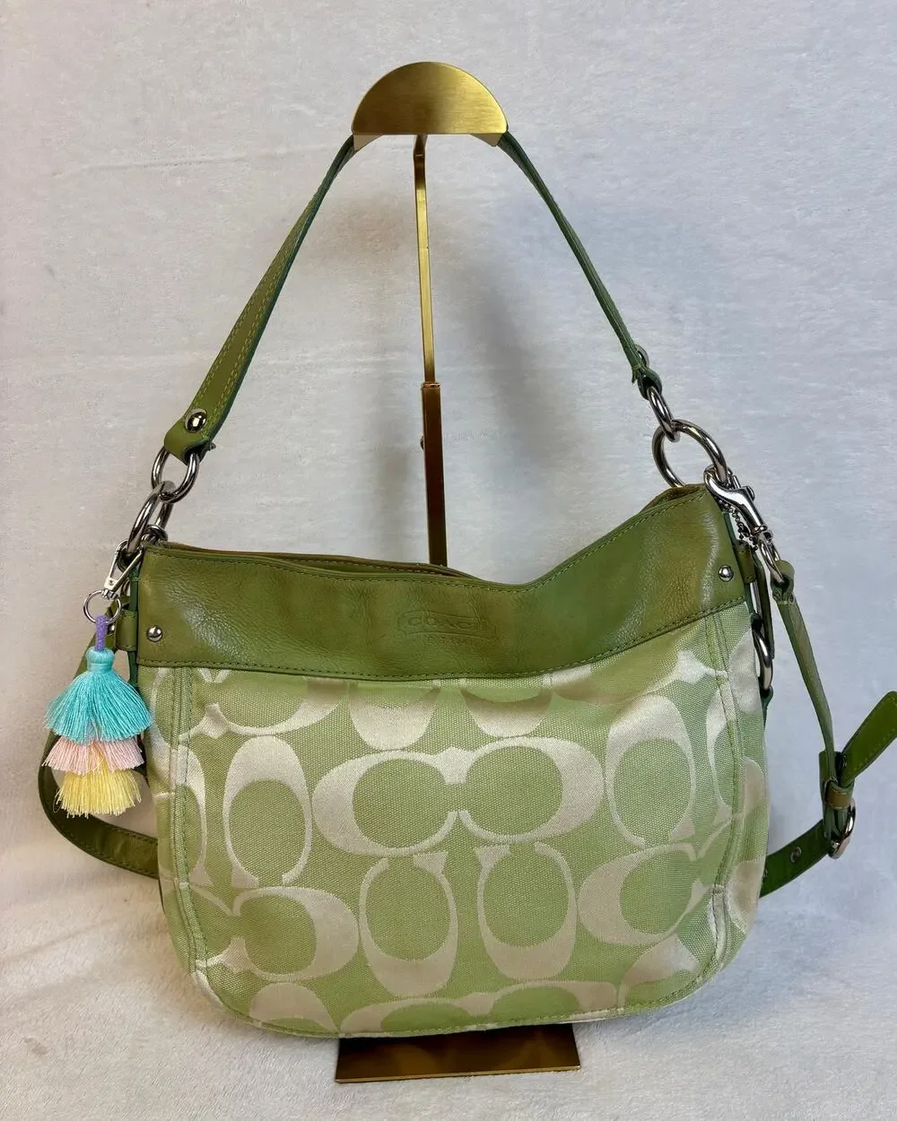 Coach Y2K Zoe Signature Hobo in Pistachio Colorway